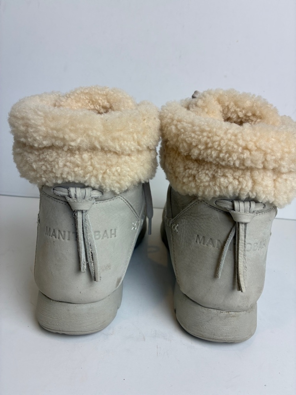 Manitobah Pacific Hiker Boots 9 Waterproof Grey Pumice Suede + Shearling Winter - Picture 4 of 16
